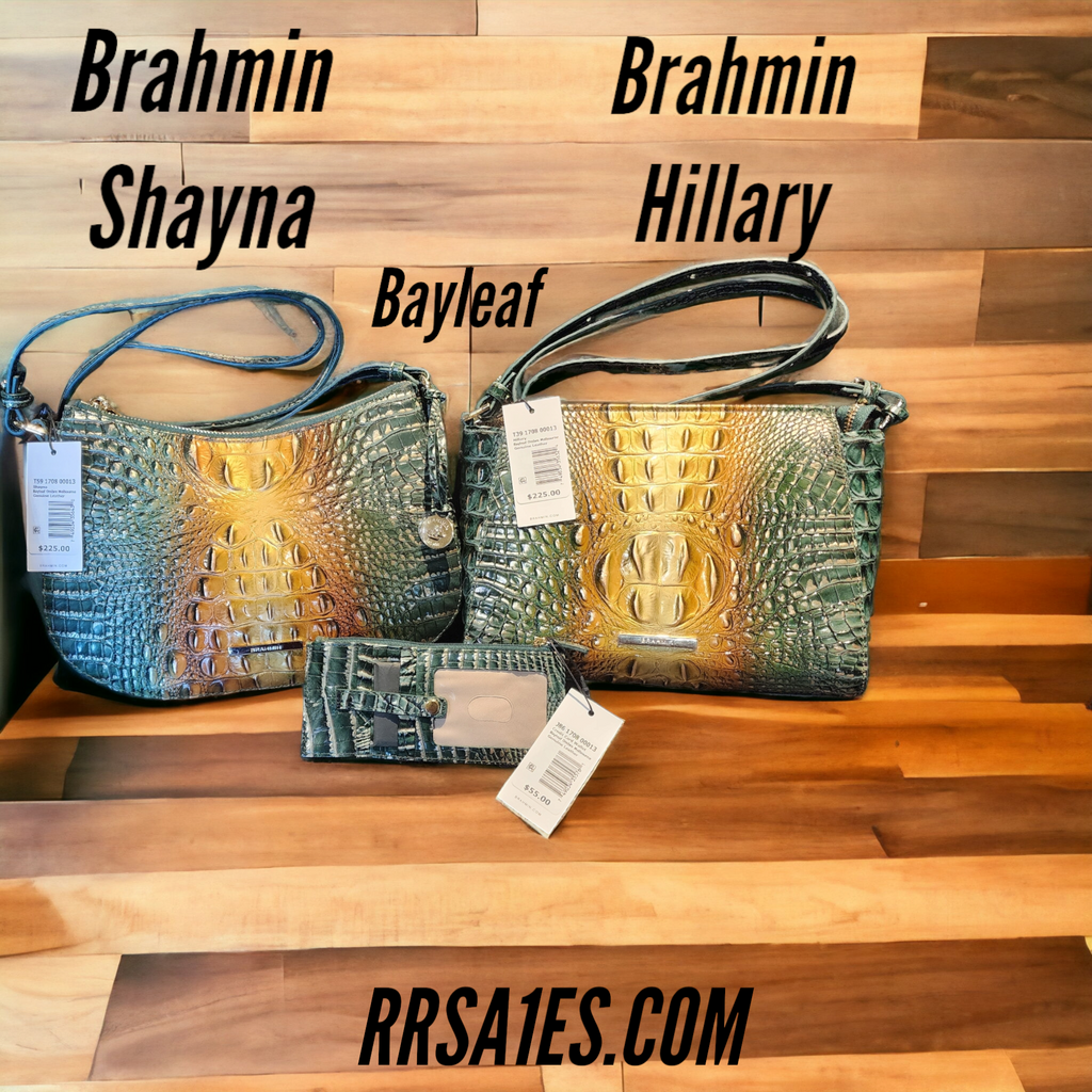Brahmin (Bayleaf) Combo Collection Shayna, Hillary & Free Credit Card Wallet