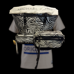 Michael Kors Zebra Open Tote, Wristlet & Crossbody 3PC Combo