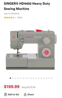 Singer Heavy Duty Sewing Machine 4452