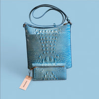 Brahmin Katie(Tropic Blue) Crossbody W/ Ady Wallet