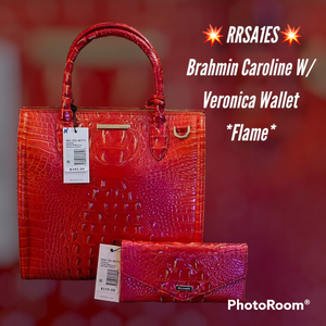 Brahmin Caroline W/ Veronica Wallet *FLAME*